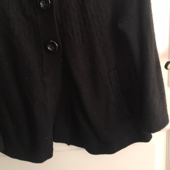 Black wool blend swing cardigan with pockets XS/S - Picture 5 of 8
